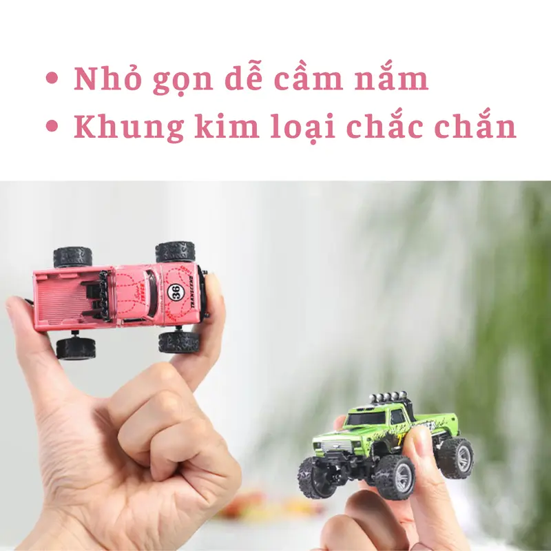 Xe Bán Tải Địa Hình Mini Tỉ Lệ 1:64, Không Bị Trùng Sóng, Có Giảm Sóc 4 Bánh, Khung Vỏ Hợp Kim Chắc Chắn, Có Đèn Trước Đèn Sau Đèn Gầm Với 3 Nấc Tốc Độ, Leo Dốc Cực Khỏe 4