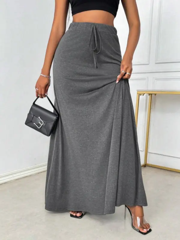 Women's Plain Tie Long Skirt, Elegant Fashion Casual High Waist Skirt for Daily Outdoor Wear, Ladies Bottoms for All Seasons 6