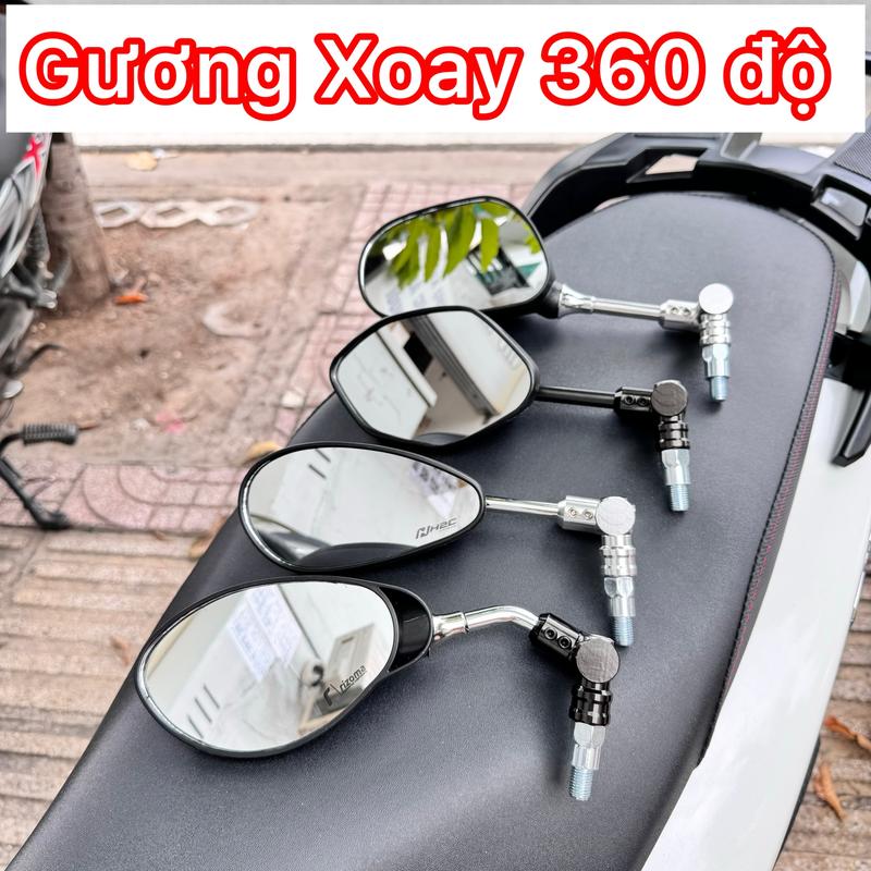 Gương kiếng xoay 360 độ nhôm CNC - Phụ kiện không thể thiếu cho người yêu xe máy [ Lưu ý không kèm lục giác ]