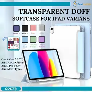 Case Softcase for iPad Gen 6 Gen 5 9.7 inch Air1/2 9.7 inch Air3 Pro 10.5 2017 Gen 11 Inch A16 10th Air 6 Air 7 Pro 11" M4/M5 Transparent Doff