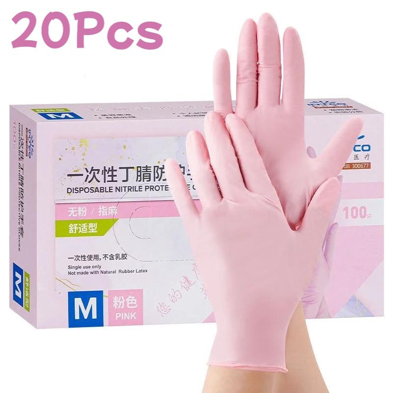 10/20pcs Sarung Tangan Lateks Sekali Pakai Bebas Bubuk Warna Pink Sarung Tangan Nitril Untuk Kebersihan Rumah Tangga Salon Kecantikan Kerja Dapur 10/20pcs Sarung Tangan Lateks Sekali Pakai Bebas Bubuk Warna Pink Sarung Tangan Nitril Untuk Kebersihan Rumah Tangga Salon Kecantikan Kerja Dapur