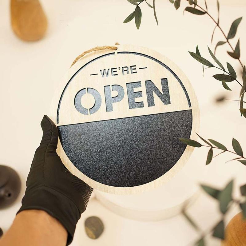 Product Introduction of Bảng gỗ treo 2 mặt Open Closed viết phấn giờ đóng mở cửa quán 10