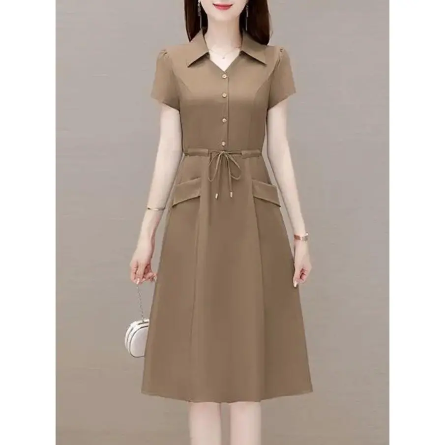 Váy Cao Cấp, Hàng Mới Về Mùa Hè Cho Phụ Nữ, Mặc Cho Mẹ TRUNG NIÊN, Phong Cách Phương Tây, Vẻ Ngoài Trẻ Trung, Thanh Lịch, ngắn Tay, Váy, Ngoại Cỡ, Thích Hợp Cho Phụ Nữ Women Dress