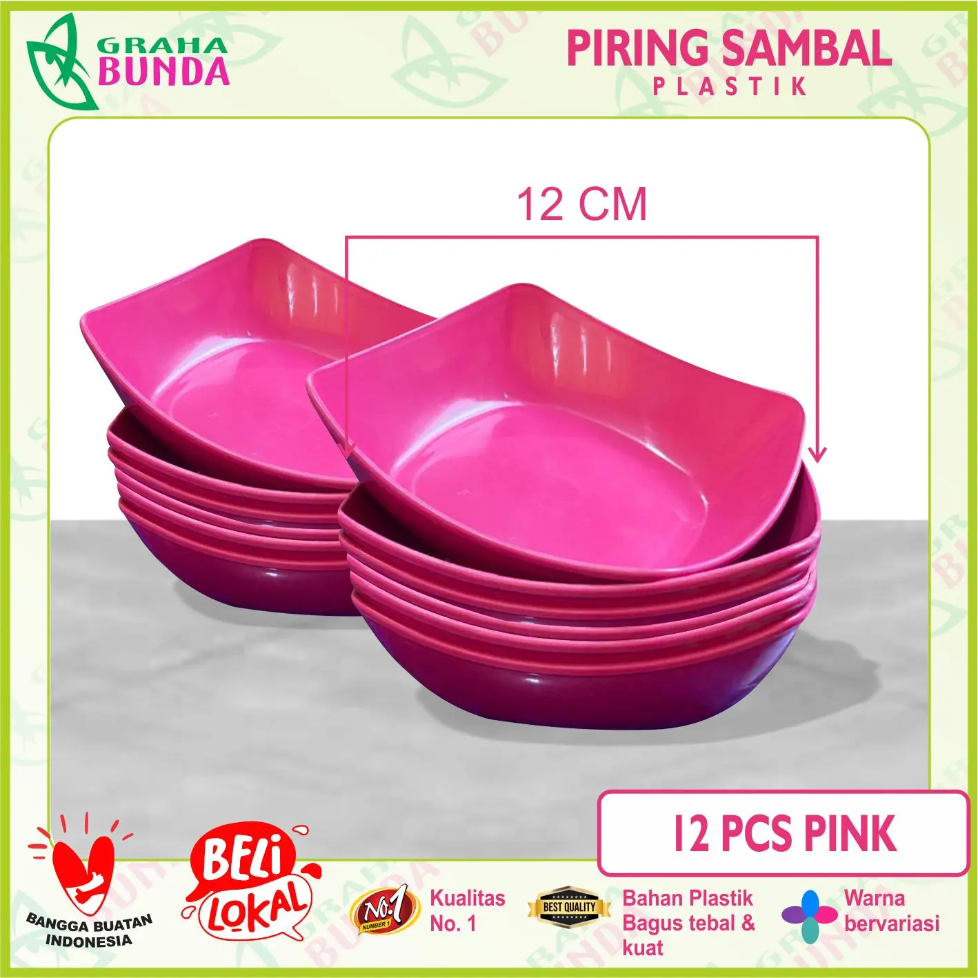 Piring Sambal Pink 12 PCS