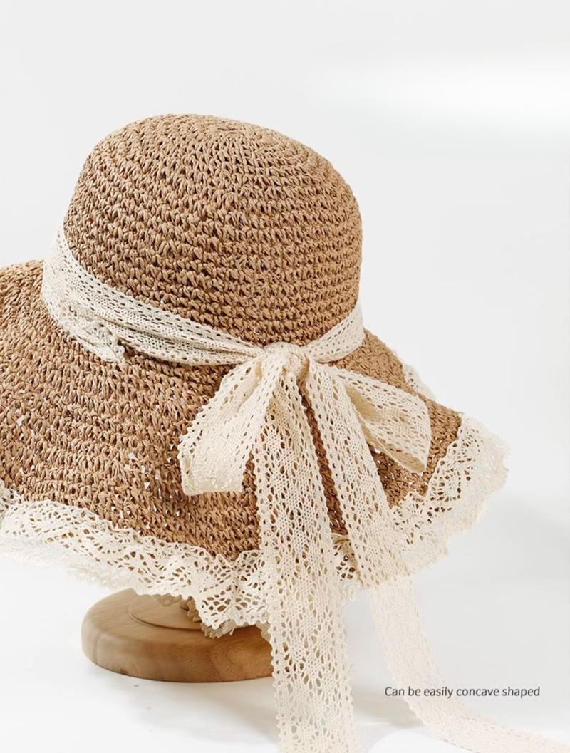Product Introduction of Mũ Chống Nắng Đi Biển, Phong Cách Đi Chơi Mùa Hè, Thiết Yếu Bờ Biển, Dành Cho Nữ, Viền Ren, Thiết Kế Rỗng Vành Lớn, Làm Bằng Rơm 4