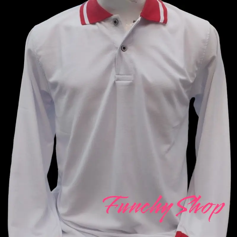 KAOS POLO LENGAN PANJANG MERAH PUTIH - POLO SHIRT KAOS KERAH PRIA 1