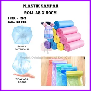 Kantong Plastik Sampah Roll Besar Hitam Jumbo Kecil 45x50 Gulung Tebal 1 Roll Isi 15 Lembar Plastik Kresek Travel Anti Bocor Genggam Luar ruangan