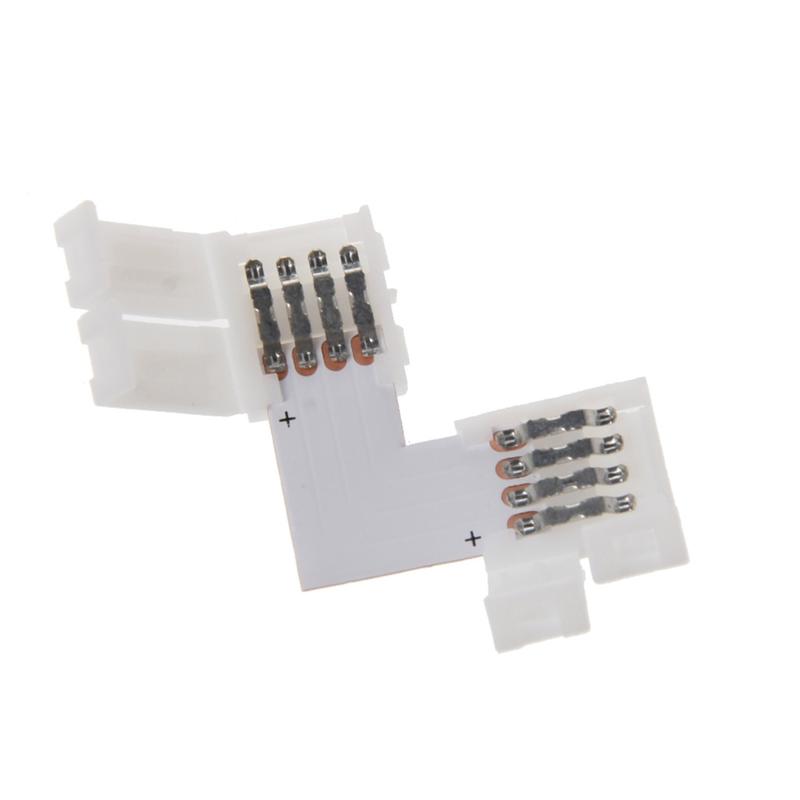 4 Pin LED Connector L Shape Corner Quick Splitter Right Angle 10mm 5050 RGB LED 6
