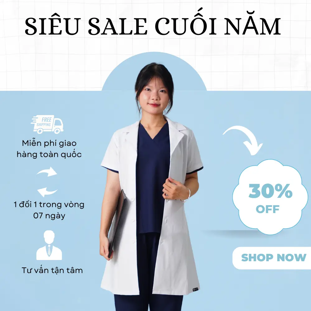 Áo Blouse Nữ Màu Trắng Tinh Cao Cấp - 02 Túi Nổi, 01 Cài - Chất Vải Cotton Mềm Mịn