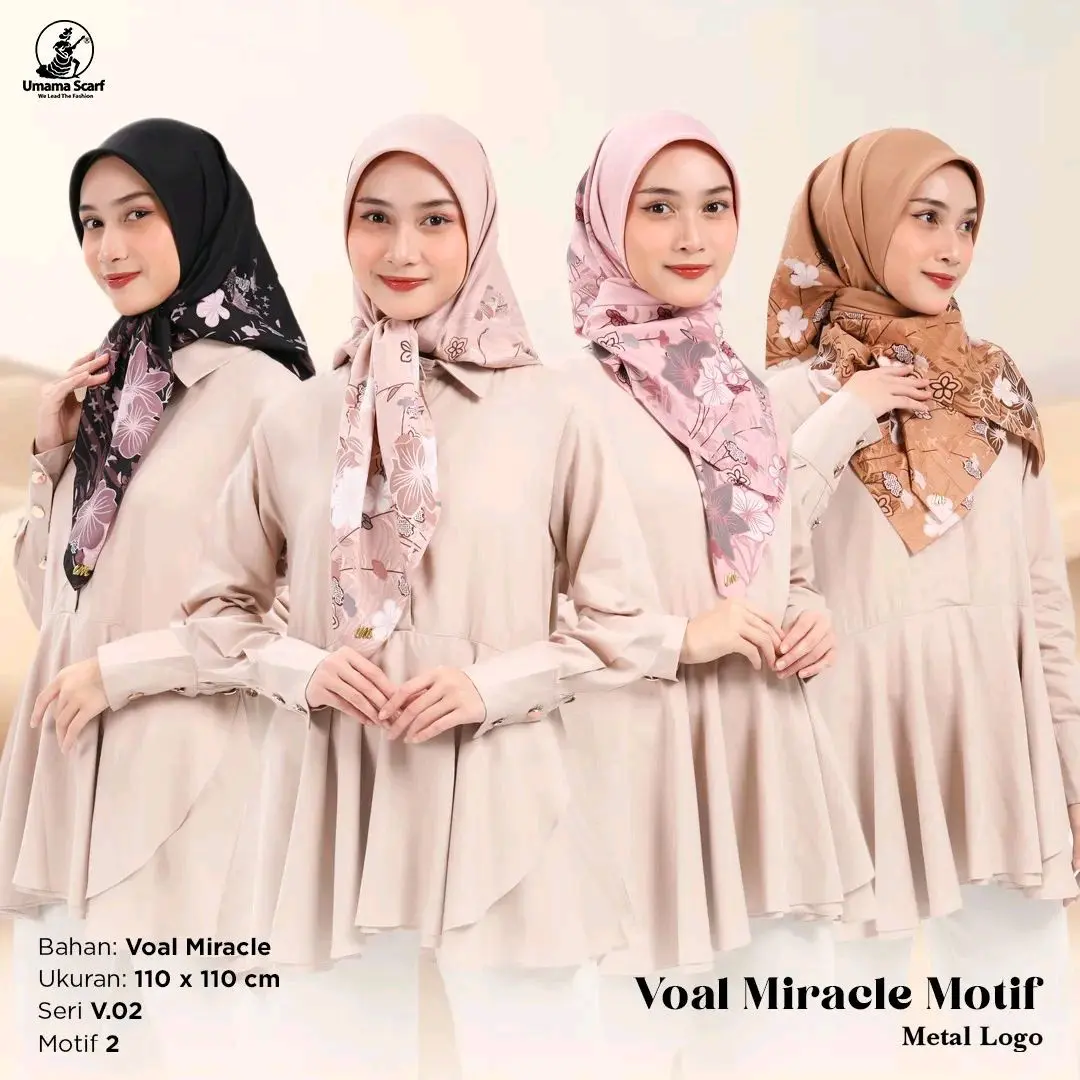 PAKET USAHA HIJAB SEGI EMPAT UMAMA MOTIF 100 RIBU 6 PCS Logo Metal Voal Square Gold Muslim Kerudung Mewah Lembut Nyaman Cantik