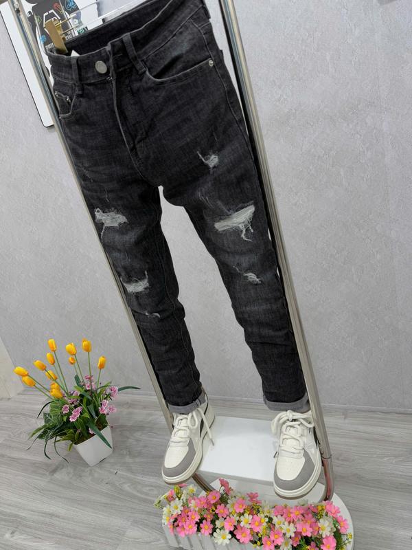 Quần Jean Dài Nam Mã R3346 Form Slimfit Màu Xám Đậm Wash Bạc Phối Rách Thời Trang - Menswer Pants Denim 3