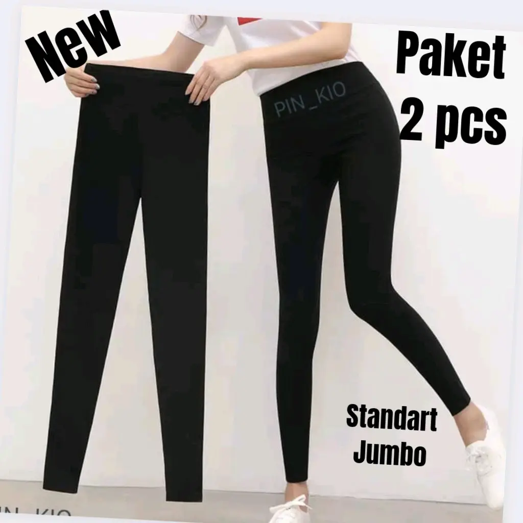 35rb 2 pcs legging wanita dewasa/legging wanita standart dan jumbo Polos Santai Celana Panjang Fit Melar Spandex Lembut daily plus size Nyaman Tebal Dalaman Basic Hitam