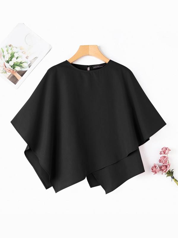 Women's Plain Keyhole Neck 3/4 Sleeve Blouse, Casual Solid Color Top for Summer, Women's Clothing for Daily Wear 5