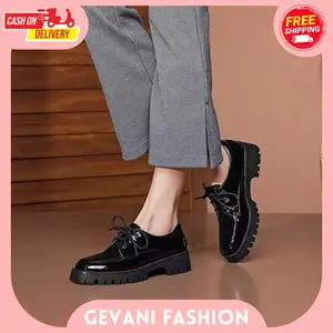 GEVANI SHOES - SEPATU DOCMART WANITA SINTETIS GLOSSY CASUAL OOTD LOW BOOTS PK 128