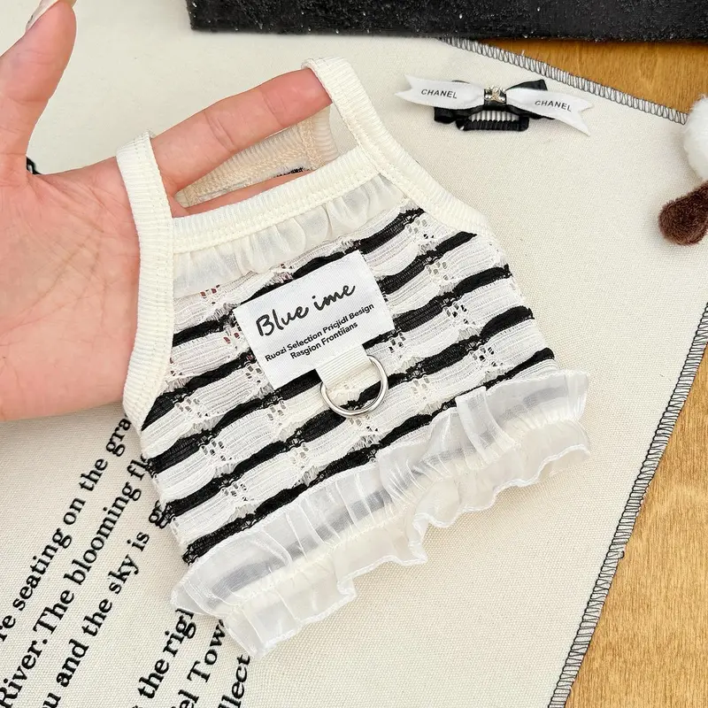 Striped Pattern Pet Dress, 1 Count Breathable Pet Clothes, Summer Thin Pet Camisole, Pet Clothing for Dogs & Cats, Dog & Cat Clothing Supplies 6