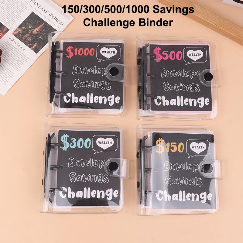 Product Introduction of Simple Mini Binder Money $150/300/500/1000 Savings Challenge Binder Cash Budget Storage Book Budget Binder With Cash Envelopes 15