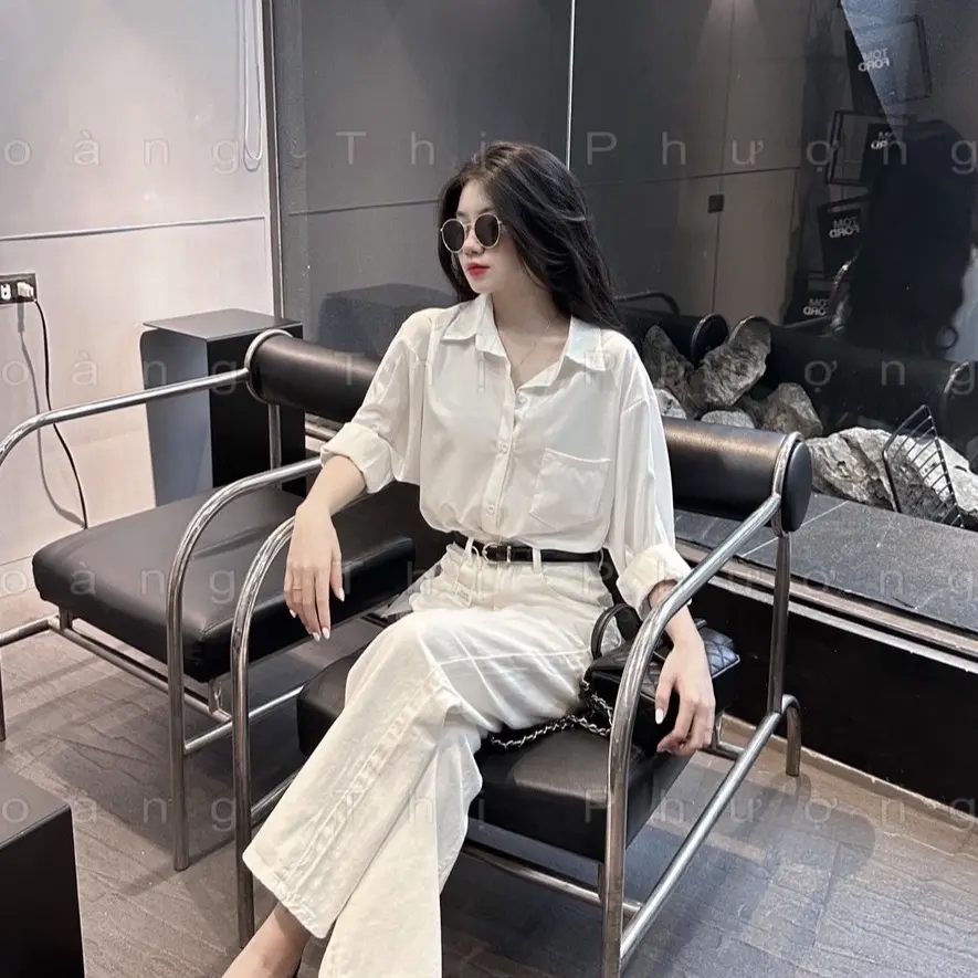 Sơ mi trắng trơn tôn dáng, sang dành cho nữ. Shop Hoàng Thị Phượng - Women áo