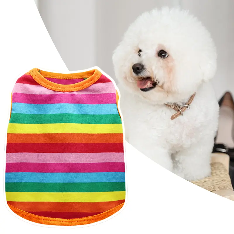 Áo Vest Cho Thú Cưng, Dải Cầu Vồng, Thời Trang Bắt Mắt, Trang Phục Cho Chó, Áo Cho Chó Con, Quần Áo Mặc Nhà 0