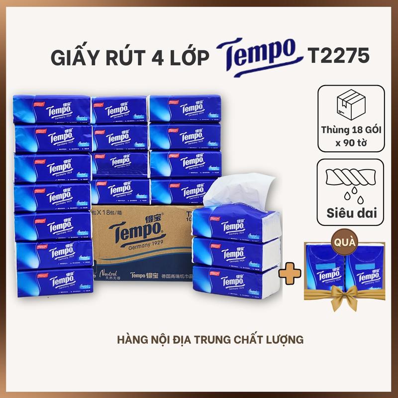 Khăn Giấy Cao Cấp Tempo Thùng 16-18 Gói Trải Nghiệm Chất Lượng Cao Giấy Ăn Phòng Khách