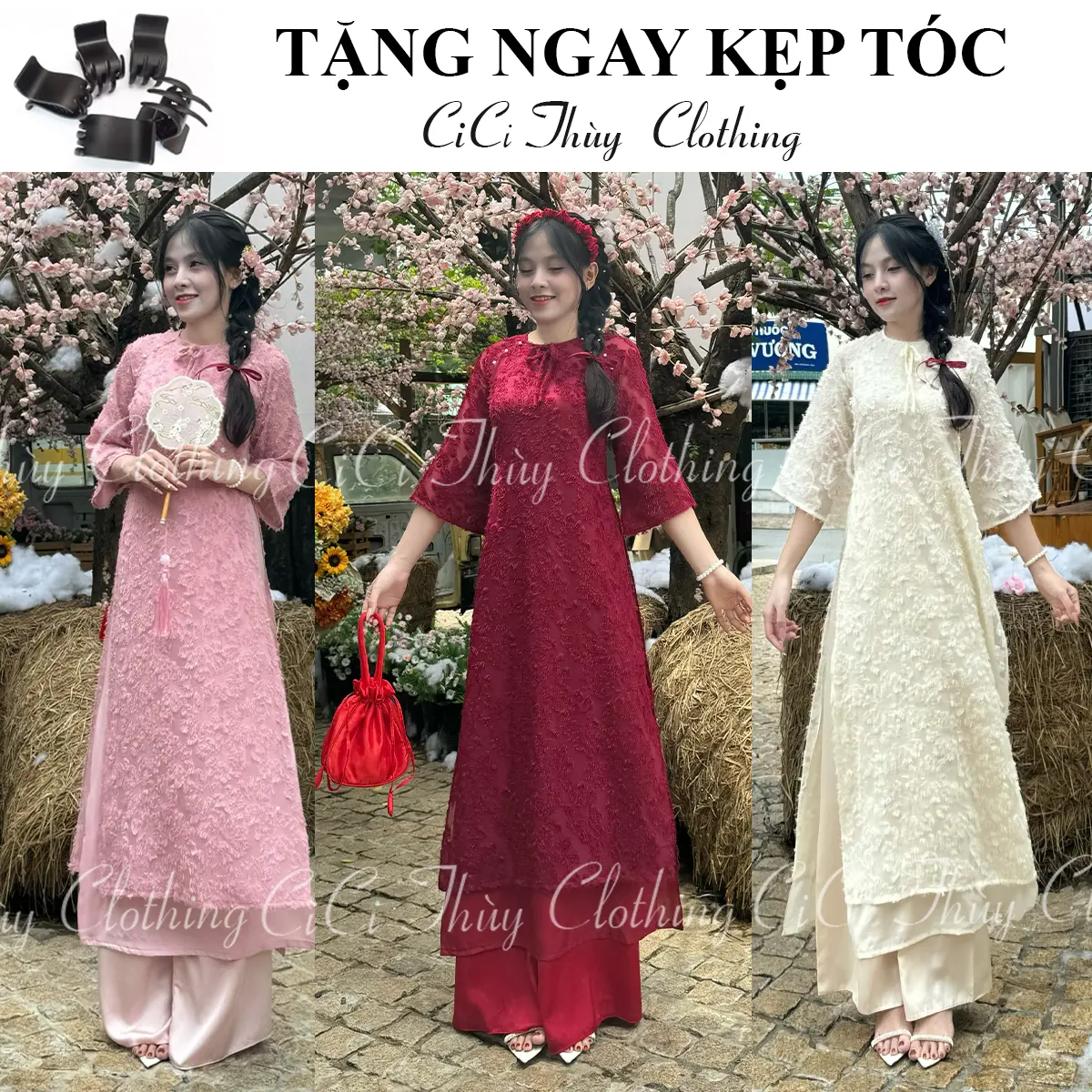 Áo Dài Phượng An - Áo Dài Tết 2025 Suông Hottrend Nhiều Màu Lông Vũ Sang Chảnh Đi Caffe Chụp Ảnh - Nữ Women Dress Đỏ áo cách tân tay lông