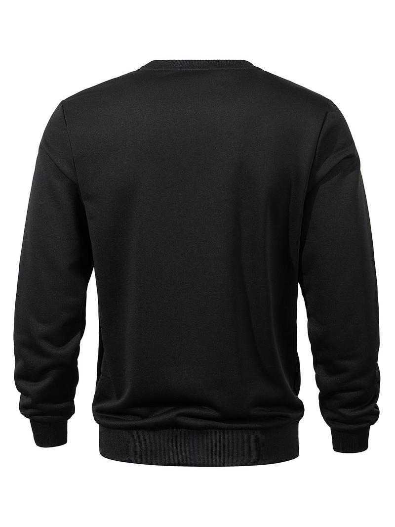 Product Introduction of Men's Letter Print Round Neck Sweatshirt, Regular Fit Casual Long Sleeve Crew Neck Pullover for Fall & Winter, Fashion Men's Top for Daily Wear 2