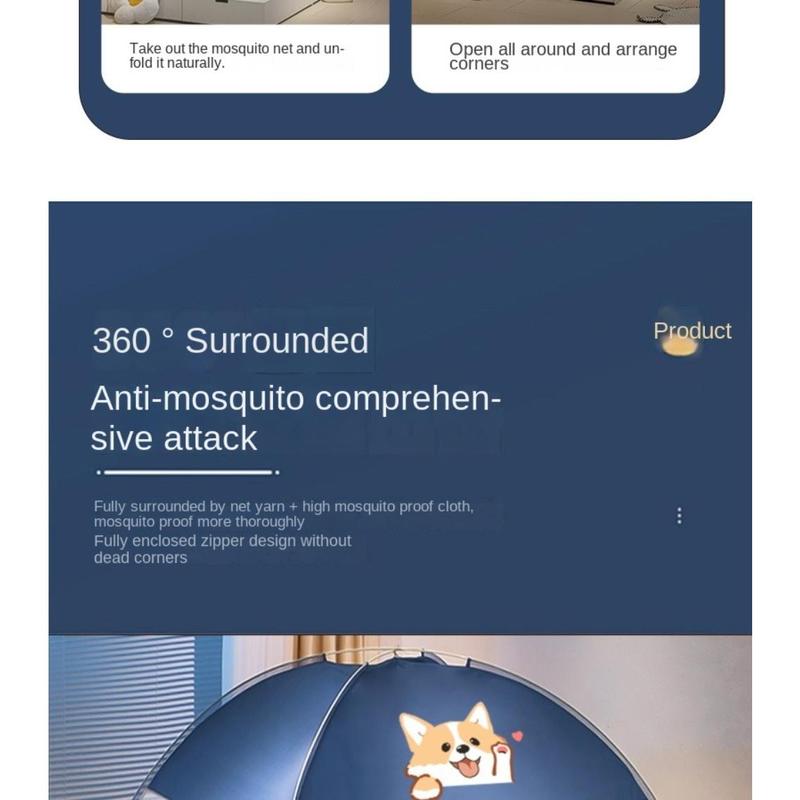 Product Introduction of Universal No installation Yurt Mosquito Net Pop-up Dual Door Folding Mosquito Net Fully Enclosed Anti-mosquito Bed Cover for Summer 22