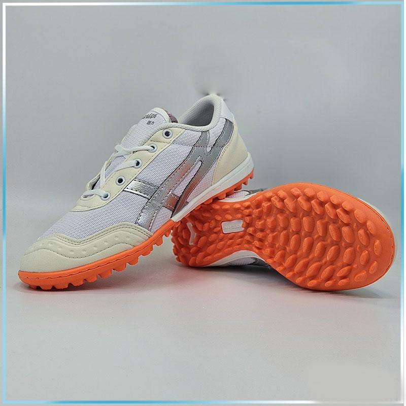 Giày Đá Bóng Warrius Trắng Bạc Ráp Đế TF Có Đệm Eva - Giày Bata Thể Thao Dòng Cao Cấp