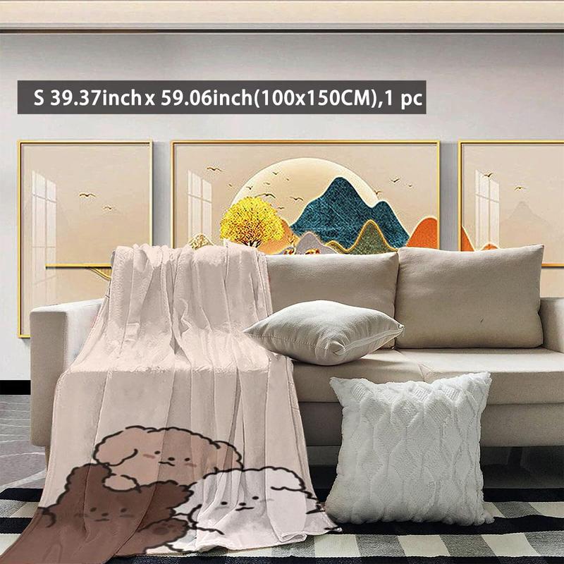 Cute Dog Pattern Double Sided Thickened Warm Blanket, Soft Comfortable Throw Blanket, Air-conditioned Room Blanket, Warm Nap Blanket for Home & Office 2