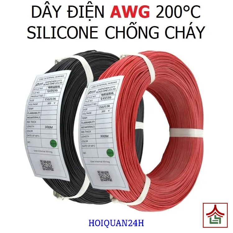 Dây điện AWG Silicone Dẻo Chịu Nhiệt 200°C Chống Cháy