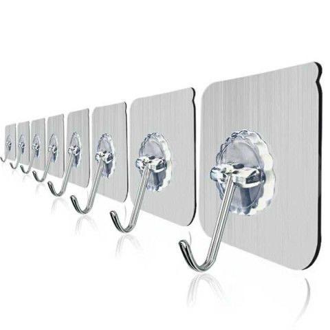 Móc Treo Tường Dính, 10 Gói, Có Thể Tái Sử Dụng, Chống Trượt, Không Đánh Dấu, Chịu Lực, Thích Hợp Cho Phòng Tắm Và Nhà Bếp, Hình Dán 8