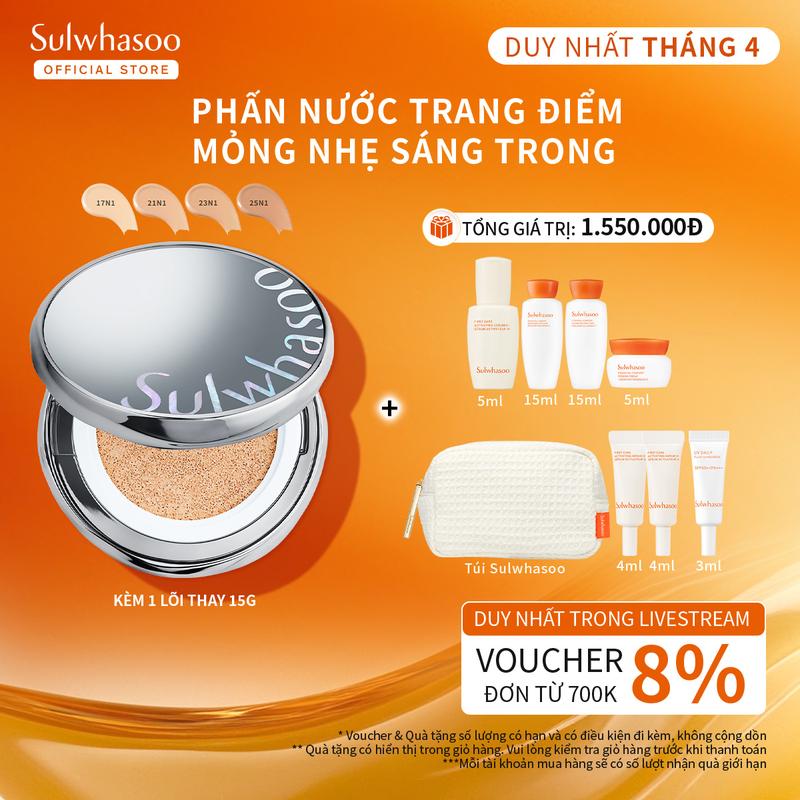 Phấn Nước Trang Điểm Mỏng Nhẹ (Kèm Lõi Thay Thế) - Sulwhasoo Perfecting Cushion Airy 15gx2