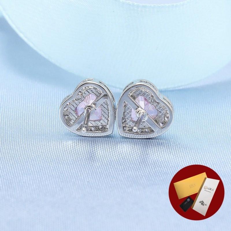 Product Introduction of (With Gra Certificate) Simple Heart-Shaped Stud Earrings Fashion Sweet Pink Diamond Earrings 20