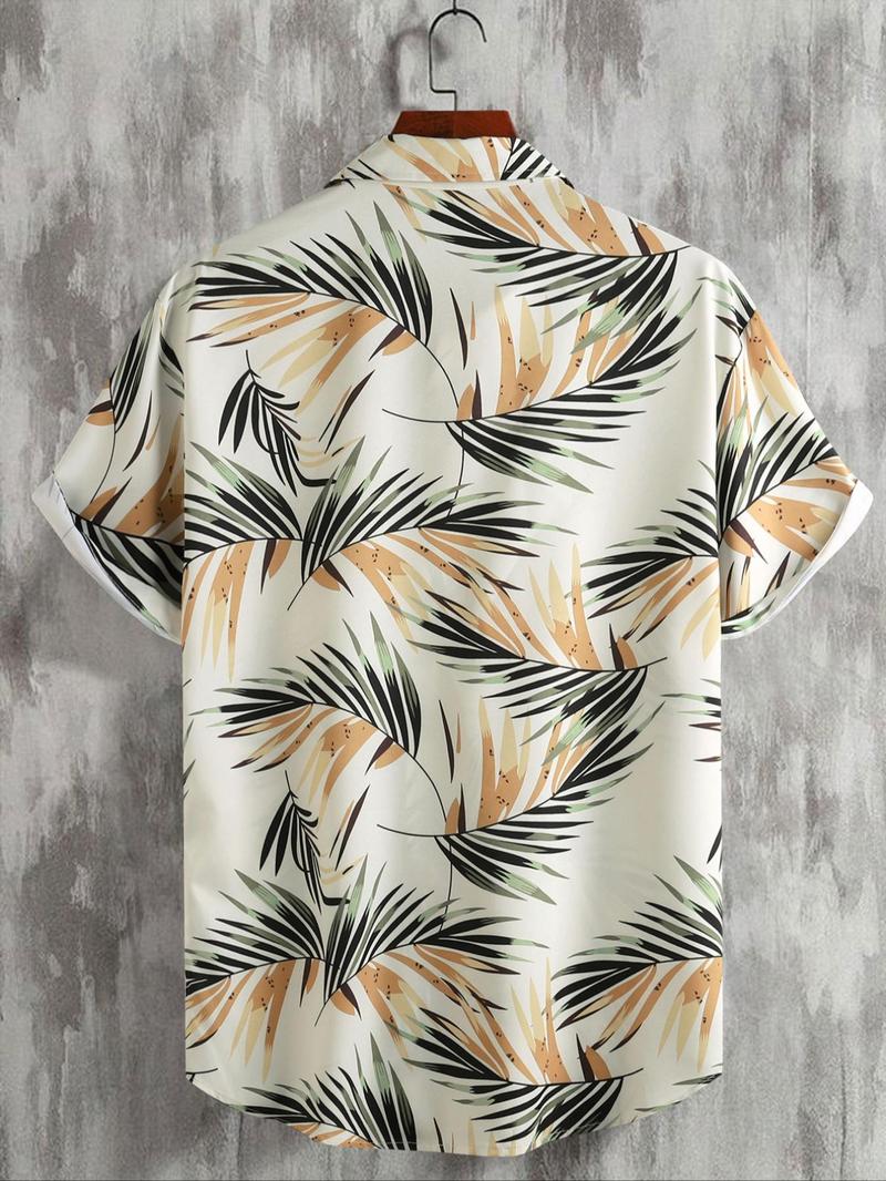 Product Introduction of Men's All Over Print Short Sleeve Shirt, Regular Fit Casual Button Closure Top for Summer, Men's Clothes for Beach Vacation 8