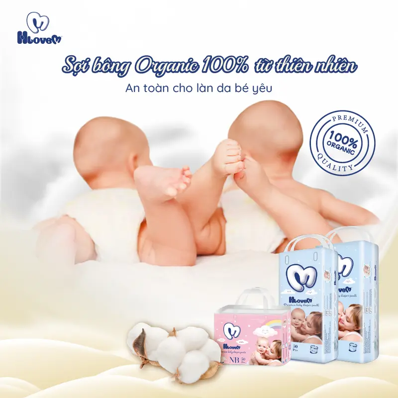 Tã bỉm Quần Hlovem cho bé , khô mông cho bé đồng size 50 Miếng 3