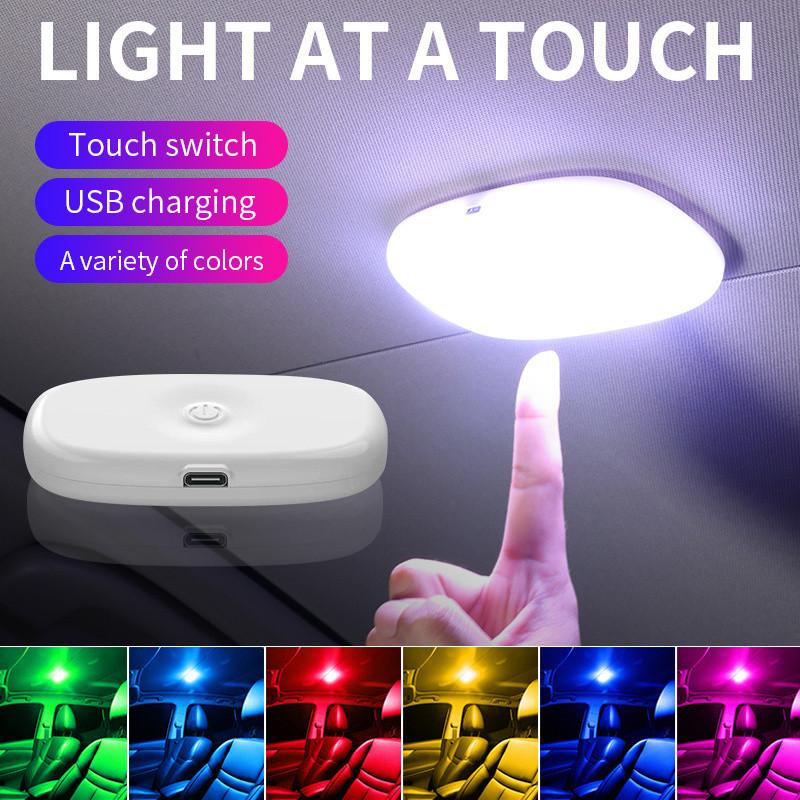  Đèn cảm ứng Nội Thất ô tô Đèn LED đọc sách 8LED Mô hình từ tính mạnh Đèn đầy màu sắc cốp xe Chạy bằng USB 15Đồ Trang Trí chiếu sáng đèn sau 