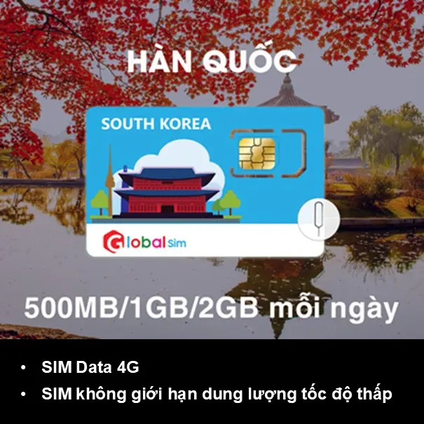 [GLOBALSIM] SIM 4G Hàn Quốc - Gói theo ngày - Không giới hạn data
