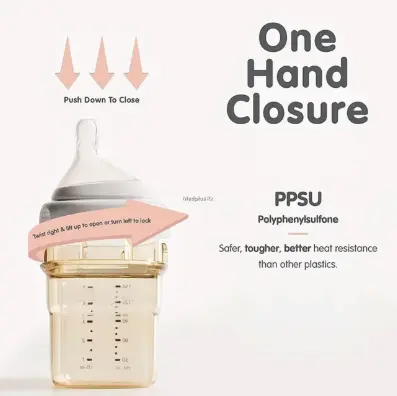 Bình Sữa Hg Cổ Vuông Voi núm ti silicon siêu mềm Cho Bé Trên 3 Tháng 150ml/240ml, Bình nhựa PPSU Kem 2
