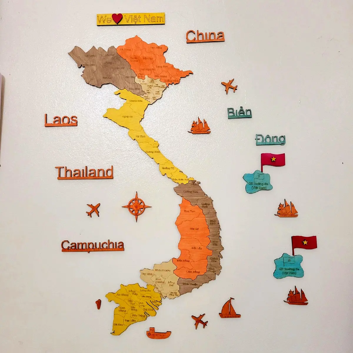bản đồ gỗ Việt Nam kích thước 1m1 x0.55m( tặng kèm bộ phụ kiện)