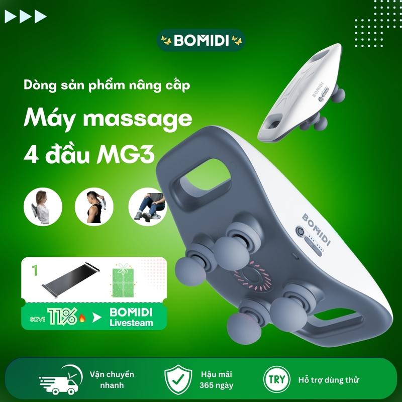 Máy Massage Cầm Tay Bomidi MG3 4 Trong 1 - Máy Massage 4 Đầu Silicon - 3 Chế Độ - Bảo hành 12 tháng