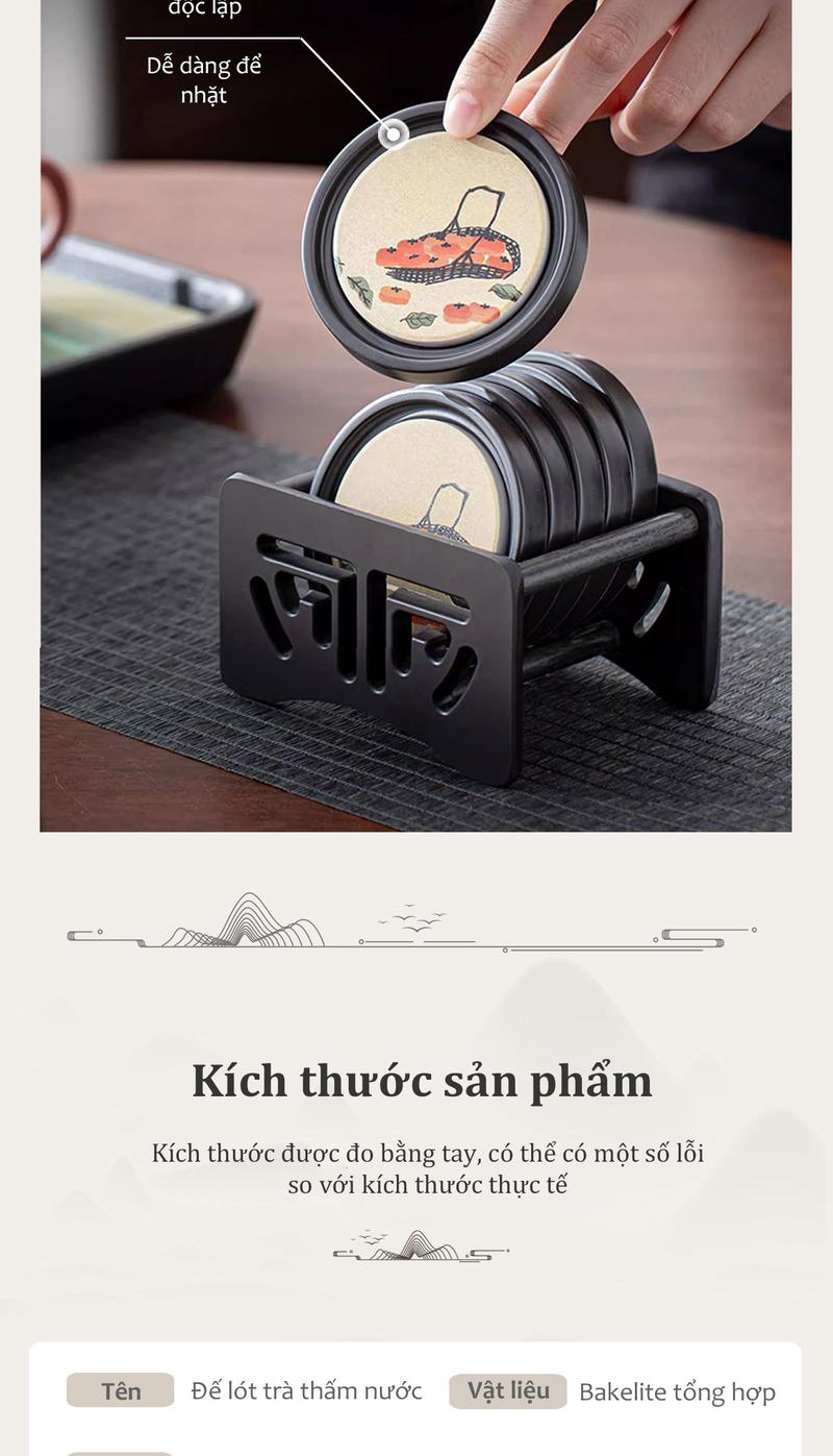 Product Introduction of Đế lót ly thấm nước 7.9cm Miếng lót cốc trà Đế để ly nước Tấm lót ly nhựa Đế Đựng lót ly FOFO 10