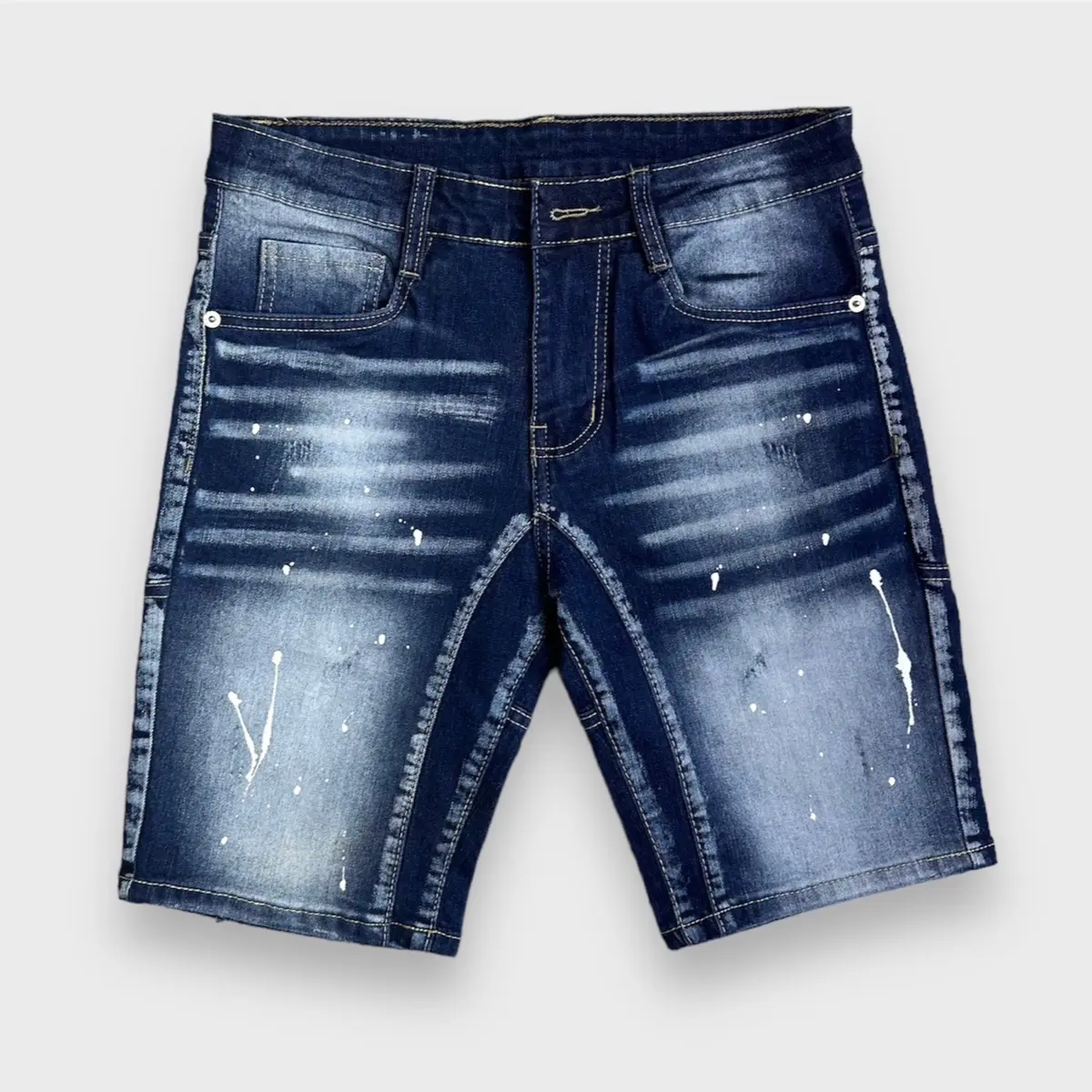 Shopvietanhq9 - Quần jeans Ngố xanh đen wash sọc hai đáy (010) quần sọt Super vẩy sơn, xước, vải jean co giãn kiểu mới cho nam Hót new Menswear Pants Kem - Tết