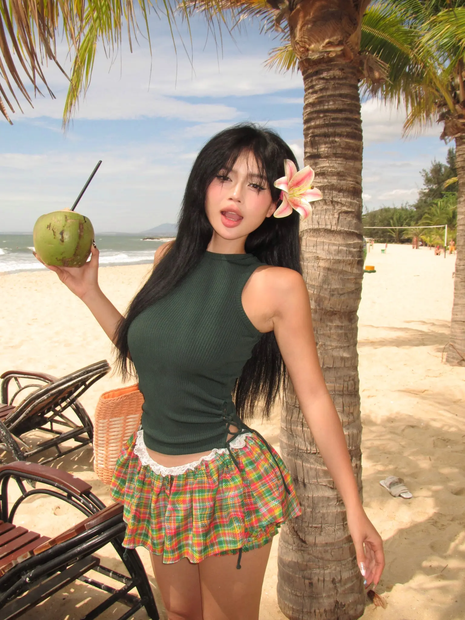 TARTAN - Váy Lụa Xoè Có Quần Bí Bên Trong - Fresh Skirt