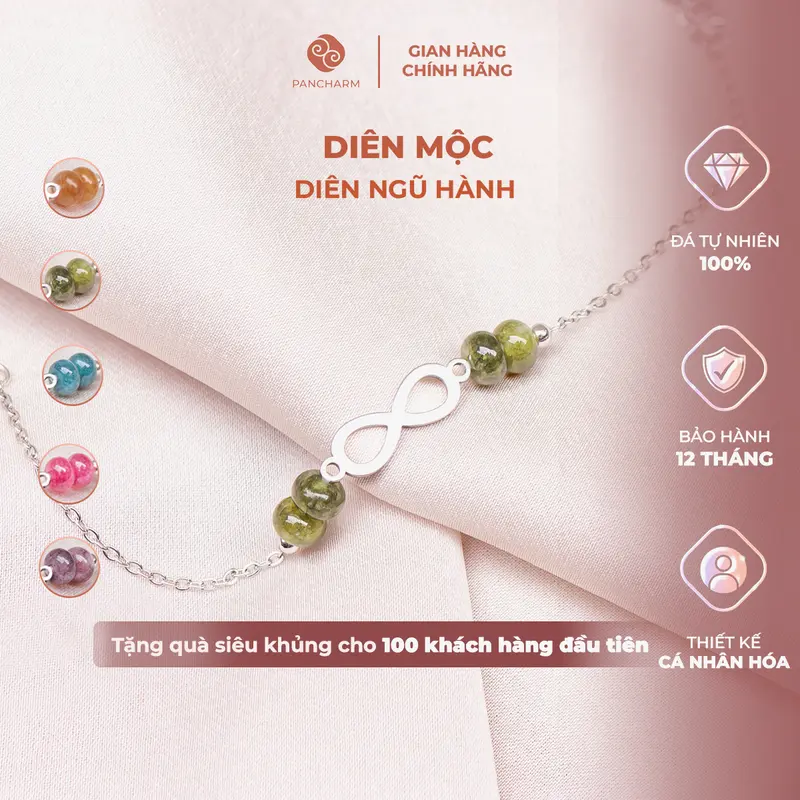 Vòng Đá Tự Nhiên Vòng Diên Ngũ Hành Theo Mệnh Lắc Tay Pancharm Lắc Tay nữ Tổ Hợp 4 Đá Phong Thủy Cùng Loại Minisize 0