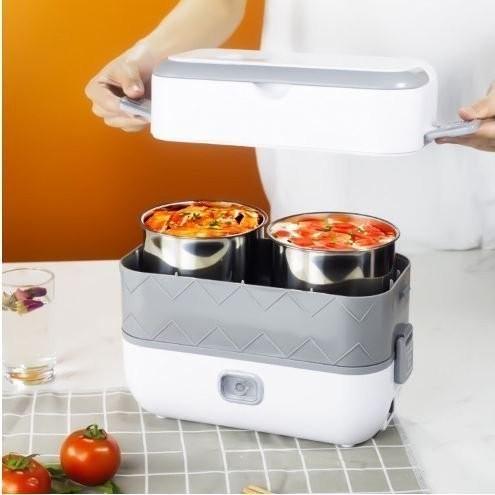 Hộp cơm hâm nóng 2 tầng 4 ngăn LUNCHBOX inox giữ nhiệt và tự nấu chín thức ăn, Cà Men Đựng Cơm Đi Làm 7