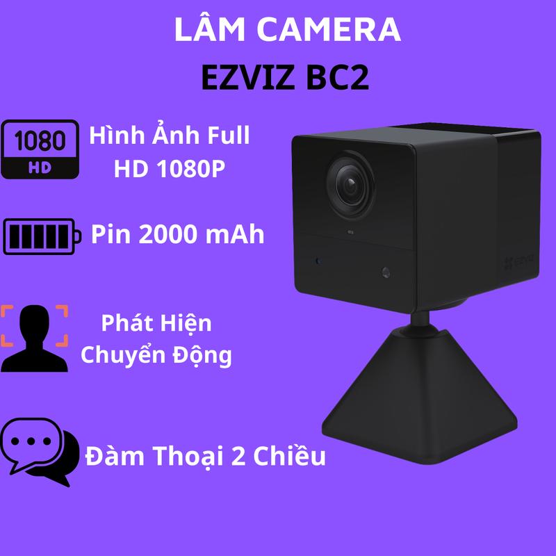 Camera wifi không dây camera giám sát Ezviz BC2 1080P và BC2 bản lắp sim 4G dung lượng pin 2000 Mah chạy pin thông minh , đàm thoại 2 chiều , nhỏ gọn, ( mua 1 camera tặng 1 chân đế )