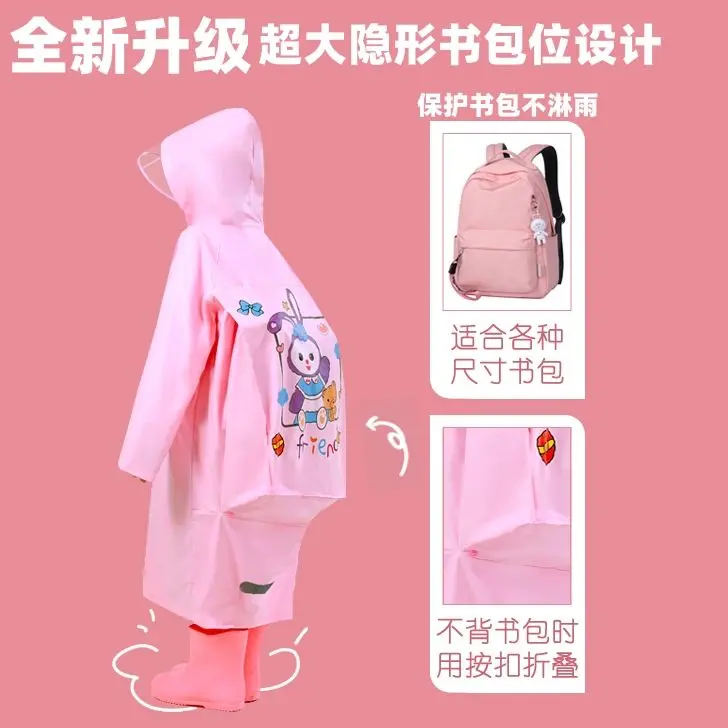 Áo Mưa Trẻ Em, Có Vị Trí Cặp Sách, Áo Mưa Hoạt Hình, Dành Cho Bé Trai Và Bé Gái, Thích Hợp Cho Mẫu Giáo, Thời Trang, Áo Mưa Học Sinh 4