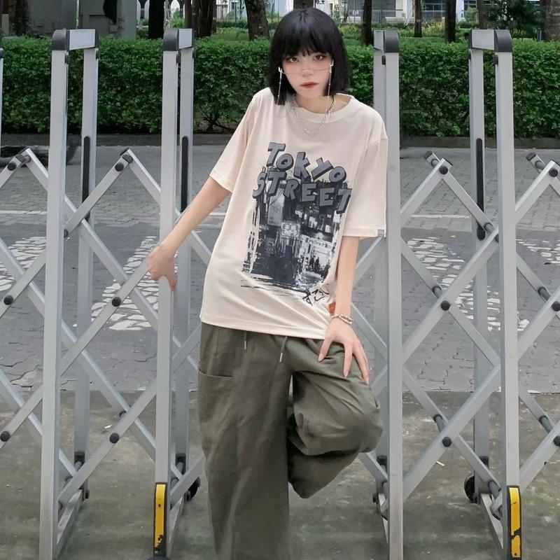 OF06/ Áo Thun Local Brand OUFITI TOKYO Nam Nữ Unisex Form Rộng Chất Cotton 4 Chiều Màu kem Vải Mịn Mát Menswear Top Cổ Tròn