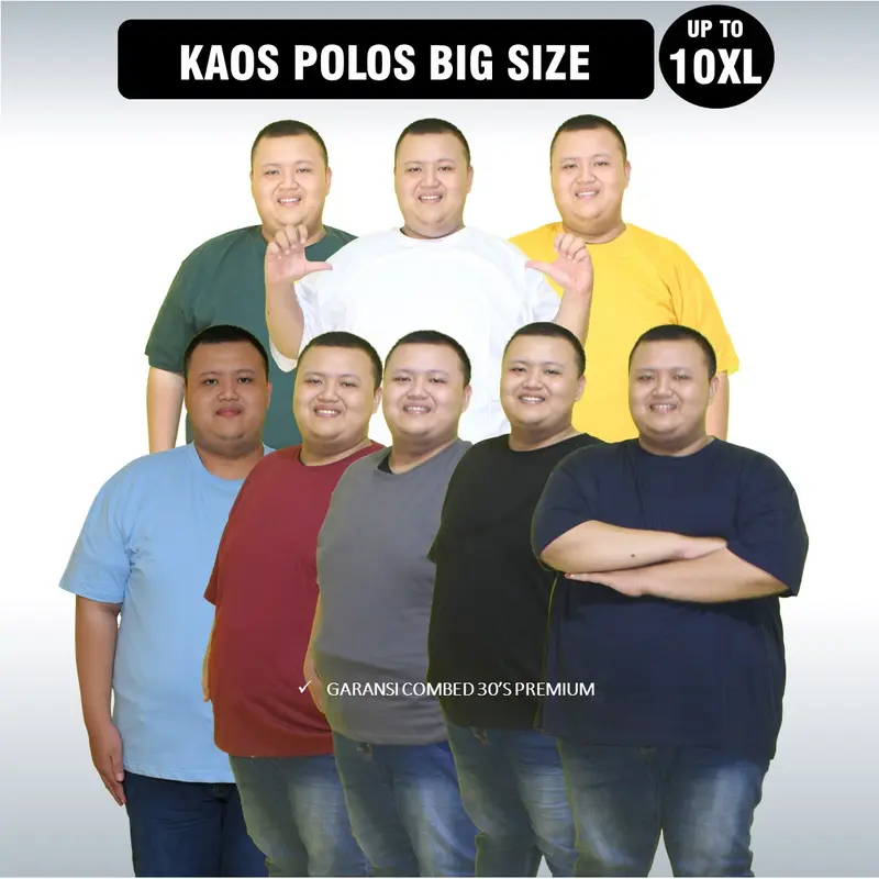 ICW Kaos Big Size XXL XXXL XXXXL 7XL 8XL 10XL 10L Polos 30s Jumbo Oversize Combed Distro Soft Katun Pria Ramadhan Couple Keluarga Oblong Baju Pendek Dewasa 5