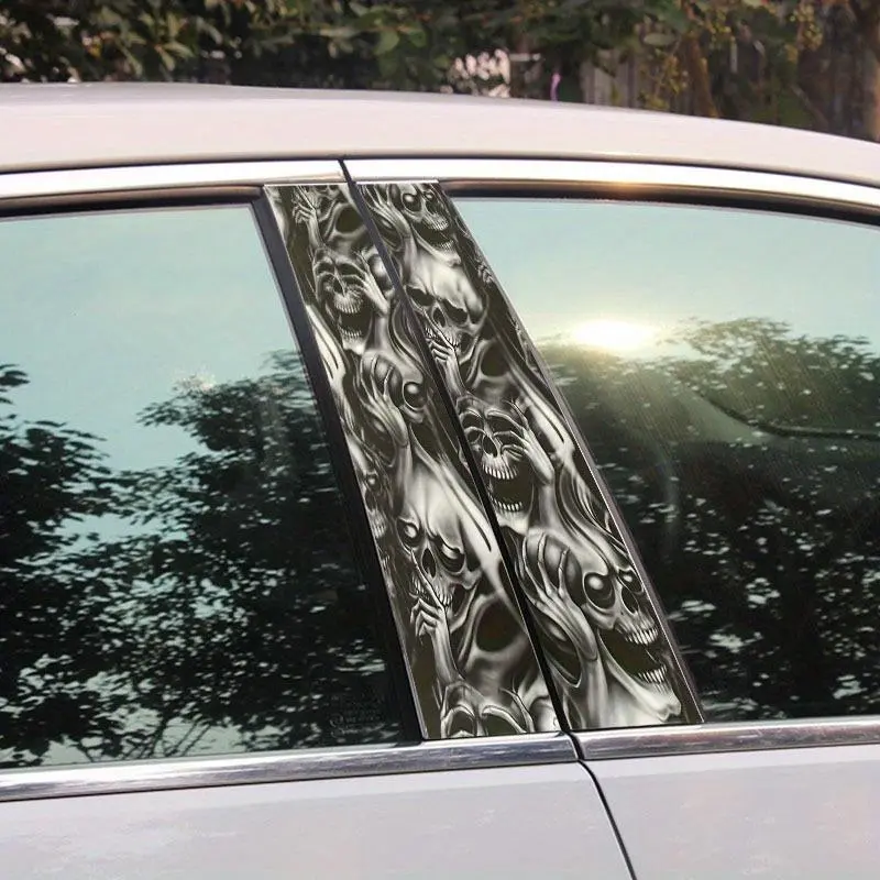 Skull Pattern Car Sticker, Self Adhesive B-pillar Car Decal, Waterproof & Anti-scratch Car Sticker, Universal Car Exterior Decoration Accessories