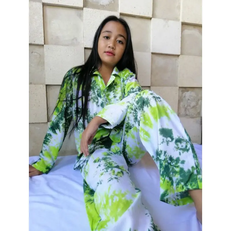 Set Pajamas Tie Dye Rayon Bali Anak Lengan Panjang (10-11 th) / PIYAMA TIDUR / PIYAMA BEST SELLER 5